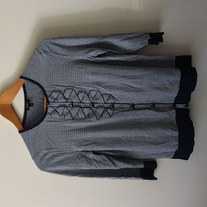 Talbots Navy and White Striped Long Sleeve Top